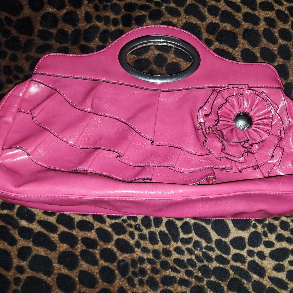 Hot pink "Leather" clutch